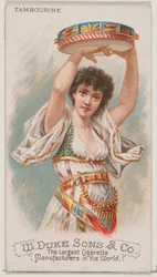 Pandereta, de la serie Instrumentos Musicales N82 para cigarrillos marca Duke, 1888