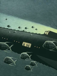 20.000 leguas de viaje submarino, 2006 (scratchboard, coloreado digitalmente)