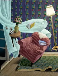 Blithe Spirit, 2018 (scratchboard, coloreado digitalmente)