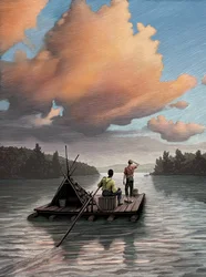 Huckleberry Finn, 2006 (scratchboard, coloreado digitalmente)