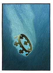 La caída de Arturo, 2013 (scratchboard, coloreado digitalmente)