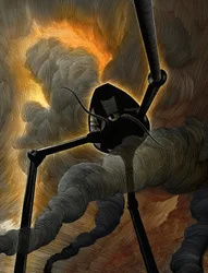 La guerra de los mundos, 2014 (scratchboard, coloreado digitalmente)