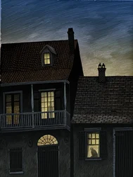 Vieux Carré, 2009 (scratchboard, coloreado digitalmente)