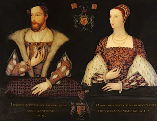 Copia del retrato doble original de María de Guisa (1515-60) y el Rey Jacobo V (1512-42) encargado por Lord Bute, 1895
