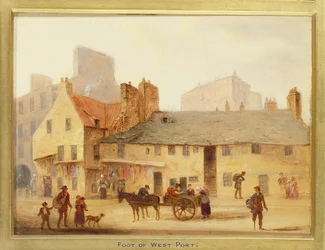 Pie de West Port, detalle de Edimburgo: Nueve vistas de la ciudad vieja