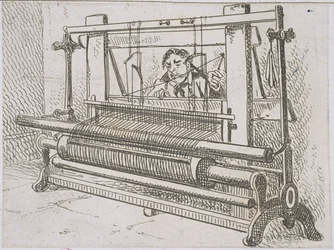 Imagen de un hombre en un telar, de A Statistical Account of the Barony Parish of Glasgow por James Hopkirk, 1827