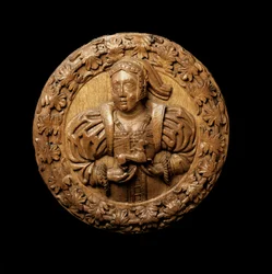 Rondel, se cree que representa a Margarita Tudor, del techo de la Cámara de Presencia del Rey en el Castillo de Stirling, 1540