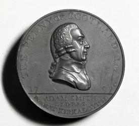 Penique escocés conmemorativo de Adam Smith (anverso), 1797 (cobre)