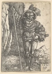 Un lansquenete de pie junto a un árbol, 1520