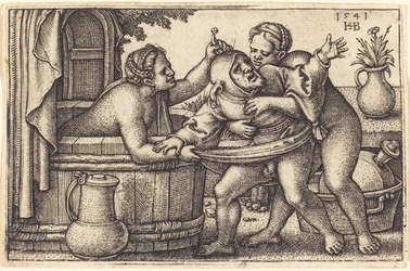 Payaso y Dos Mujeres Bañándose