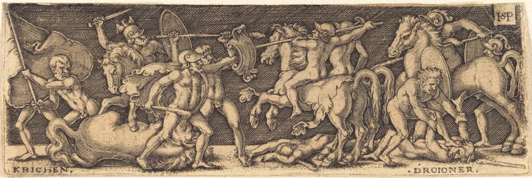 Combate de griegos y troyanos