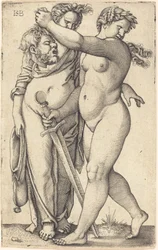 Judith Caminando a la Izquierda, y su Sirviente