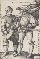 Abanderado y tamborilero, 1544