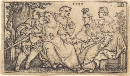 Dos parejas amorosas con payaso