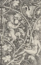 Papel tapiz con familia de sátiros, 1515