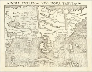Mapa de Asia de 1542 por Sebastian Münster