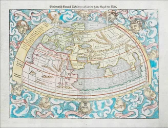 Mapamundi ptolemaico de 1550, obra de Sebastian Münster