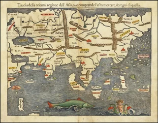 Mapa de Asia de 1550 por Sebastian Münster