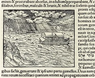 El arca de Noé y el diluvio, de la edición de 1550 de 