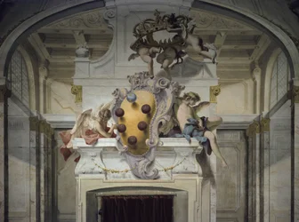 Escudo de armas de los Medici. Fresco de Sebastiano Ricci (1659-1734), circa 1707-1708. Florencia, Palazzo Pitti