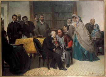 El patriota italiano Giuseppe Garibaldi se encuentra con el escritor italiano Alessandro Manzoni