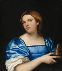 Retrato de una joven como Virgen Sabia, c.1510 (óleo sobre tabla trasladado de la tabla)