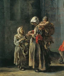 Mendigos, de Sebastian Bourdon (1616-1671), Detalle