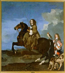 Cristina de Suecia a caballo ... (pintura sobre lienzo)