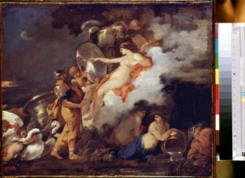 "Venus y Eneas" (Venus y Eneas) Venus apareciendo a su hijo Eneas para ayudarlo en su viaje. Pintura de Sebastien Bourdon (1616-1671) 1650-1660 Dim. 45,5x54,5 cm Museo del Hermitage, San Petersburgo