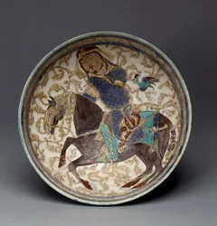 Cuenco con príncipe a caballo de Irán