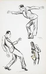 Dos caballeros de esmoquin interpretan La Danse Havas al saxofón, de White Bottoms, publ. 1927