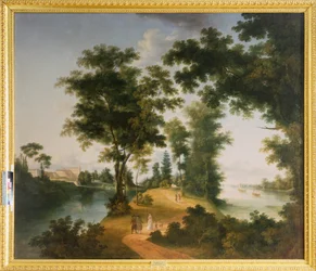 La gran isla de Gatchina (San Petersburgo). Pintura de Semyon Fyodorovich Shchedrin (Semion Shchedrin) (1745-1804), óleo sobre lienzo, alrededor de 1790. Arte ruso