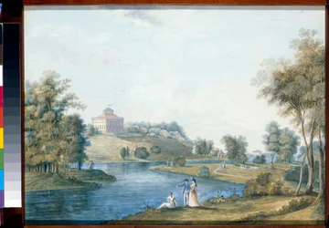 Paysage a Sivoritsy, Russie - Gouache sur papier de Semyon Fyodorovich Shchedrin (Semion Chtchedrine) (1745-1804), antes de 1792 - Vista de la finca Sivoritsy - Gouache sobre papel de Semyon Fyodorovich Shchedrin (1745-1804), antes de 1792 - 43 ,1x59cm -