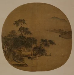 Riverside Retreat, c.1250 (tinta y color sobre seda)