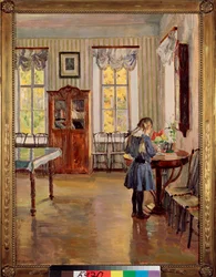 En una casa - Pintura de Sergei Arsenyevich Vinogradov (1869-1938), óleo sobre lienzo