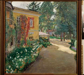 En una finca - Pintura de Sergei Arsenyevich Vinograd (1869-1938), óleo sobre lienzo