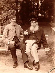 Yakov Polonsky y Afanasy Fet, poetas rusos, c1890