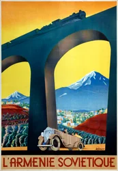 Póster de Armenia Soviética de la compañía Intourist, 1935