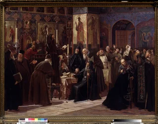 El levantamiento del monasterio de Solovetsky en 1666. Episodio del raskol de la Iglesia Ortodoxa (o cisma de 1666-1667) por parte de los Viejos Creyentes, en oposición a las reformas del Patriarca de Moscú, introducidas a partir de 1653.