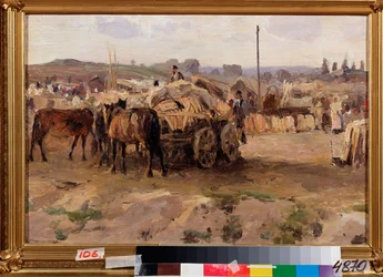 Una feria - Pintura de Sergei Ivanovich Svetoslavsky (Svetoslavski) (1857-1931), óleo sobre lienzo, arte ruso del siglo XIX - Museo Estatal de Arte, Kharkov (kharkiv) (Ucrania)