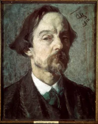 Auto retrato. Obra de Sergei Vasilyevich Malyutin (Serguei Malyutin) (1859-1937), pastel sobre papel