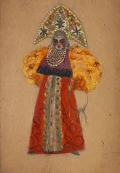 Diseño de vestuario para la ópera El gallo de oro de N. Rimski-Kórsakov
