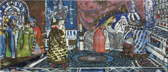 Ilustración para el cuento de hadas del Zar Saltán por A. Pushkin