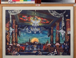 Decorado para la ópera "Los cuentos de Hoffmann" de Jacques Offenbach - Obra de Sergei Yurievich Sudeykin (Serge Soudeikine) (1882-1946), acuarela y tinta sobre cartón