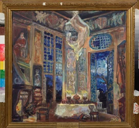 Escenografía para la opereta La Fille de Madame Angot de Ch Lecocq (1832-1918) - Obra de Sergei Yurievich Sudeykin (Serge Soudeikine) (1882-1946), gouache y témpera
