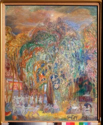 Fete nocturne (Fiesta nocturna) - Pintura de Sergei Yurievich Sudeykin (Serge Sudeikin) (1882-1946), temple sobre lienzo