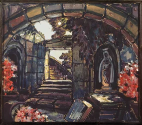 Decoración preparatoria de la obra "Sister Beatrice" de Maurice Maeterlinck