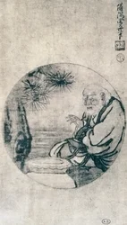 Retrato de Lao-Tzu, filósofo chino del siglo VI a.C., dibujo de Sesshu Toyo (1420-1506), civilización japonesa, período Muromachi