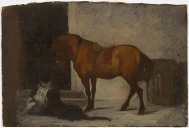 Un caballo y dos perros