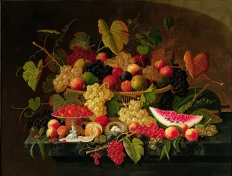 Naturaleza muerta con fruta (óleo sobre lienzo)